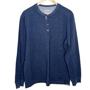 T-shirt Henley Eddie Bauer Homme - Manches Longues - Bleu - Taille M